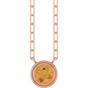 14K Rose Gold, 5mm Lab-Grown Blue Sapphire 18