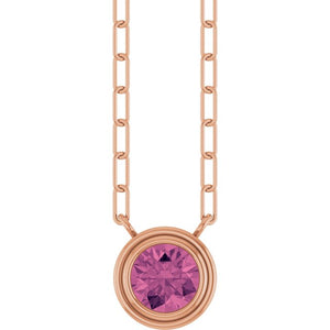 14K Rose Gold, 5mm Lab-Grown Blue Sapphire 18