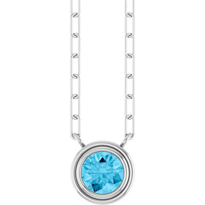 14K Rose Gold, 5mm Lab-Grown Blue Sapphire 18