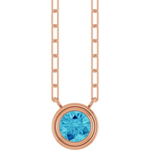 14K Rose Gold, 5mm Lab-Grown Blue Sapphire 18