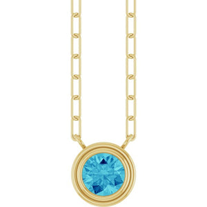 14K Rose Gold, 5mm Lab-Grown Blue Sapphire 18