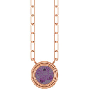 14K Rose Gold, 5mm Lab-Grown Blue Sapphire 18