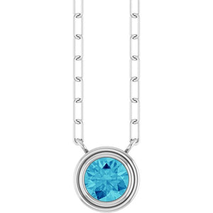 14K Rose Gold, 5mm Lab-Grown Blue Sapphire 18
