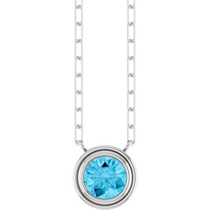 14K Rose Gold, 5mm Lab-Grown Blue Sapphire 18