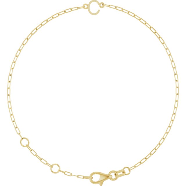 Sans Serif Initial Bracelet in 14K Gold with Letter Options