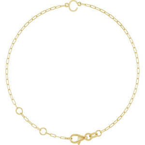 Sans Serif Initial Bracelet in 14K Gold with Letter Options