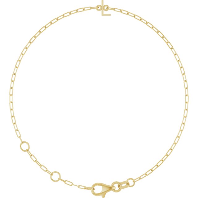 Sans Serif Initial Bracelet in 14K Gold with Letter Options