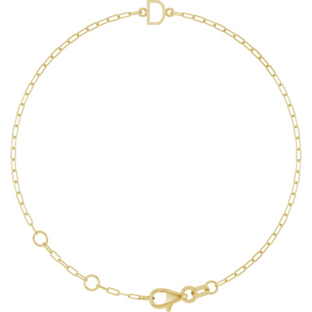 Sans Serif Initial Bracelet in 14K Gold with Letter Options