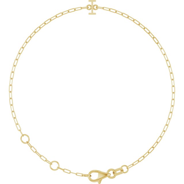 Sans Serif Initial Bracelet in 14K Gold with Letter Options