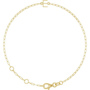 Sans Serif Initial Bracelet in 14K Gold with Letter Options