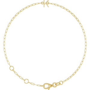 Sans Serif Initial Bracelet in 14K Gold with Letter Options