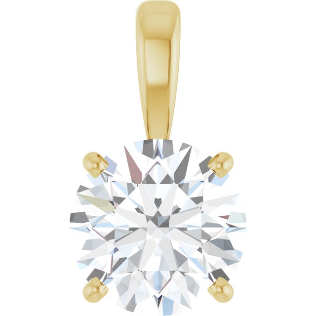 14K Yellow Gold 1 CTW Round Lab-Grown Diamond Pendant