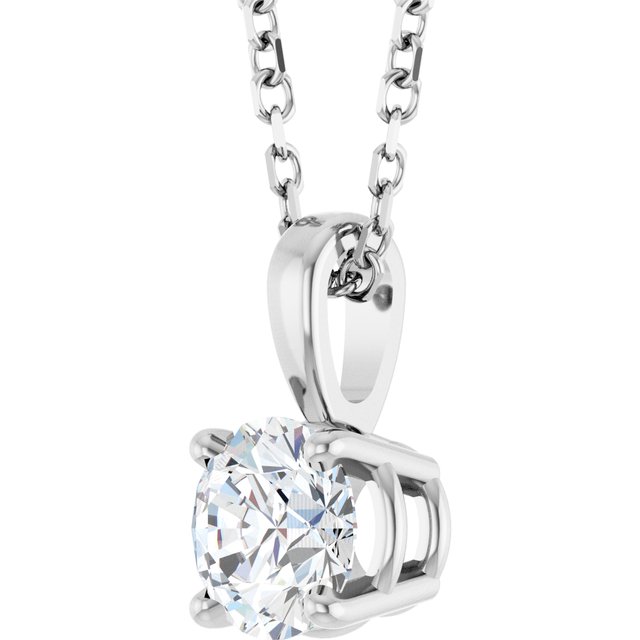 14K White Gold 1 Carat Natural Diamond Necklace - 18 Inches