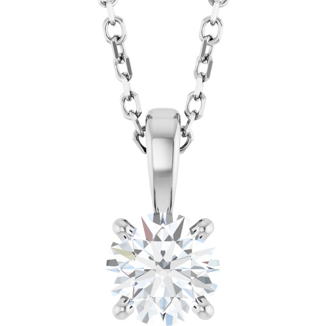 1/2 CTW Natural Diamond Round Pendant Necklace Set in 14K Gold