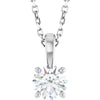 14K White Gold 1 Carat Natural Diamond Necklace - 18 Inches