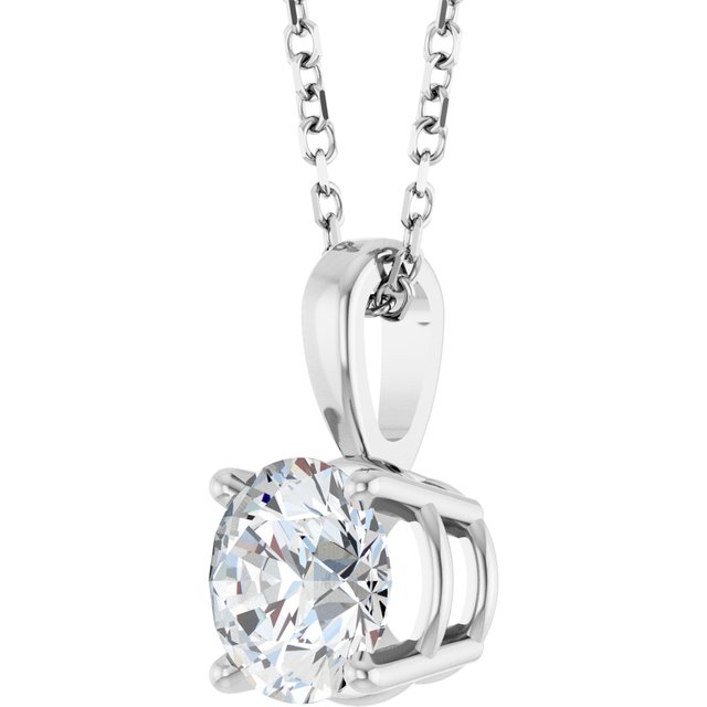 14K White Gold 1 Carat Natural Diamond Necklace - 18 Inches