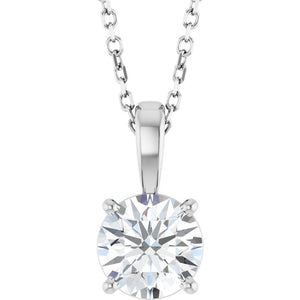 14K White Gold 1 Carat Natural Diamond Necklace - 18 Inches