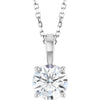 14K White Gold 1 Carat Natural Diamond Necklace - 18 Inches