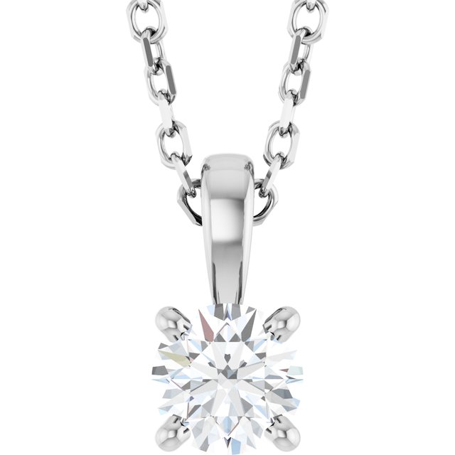 14K White Gold 1 Carat Natural Diamond Necklace - 18 Inches