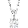 14K White Gold 1 Carat Natural Diamond Necklace - 18 Inches