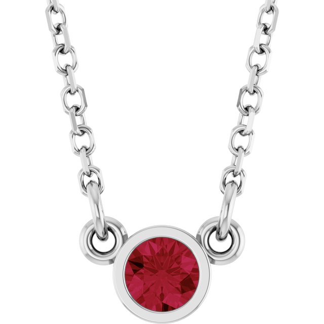 Lab-Grown Emerald Round Solitaire Necklace in 14K Gold, Sterling Silver & Platinum