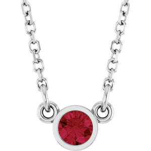 Lab-Grown Emerald Round Solitaire Necklace in 14K Gold, Sterling Silver & Platinum