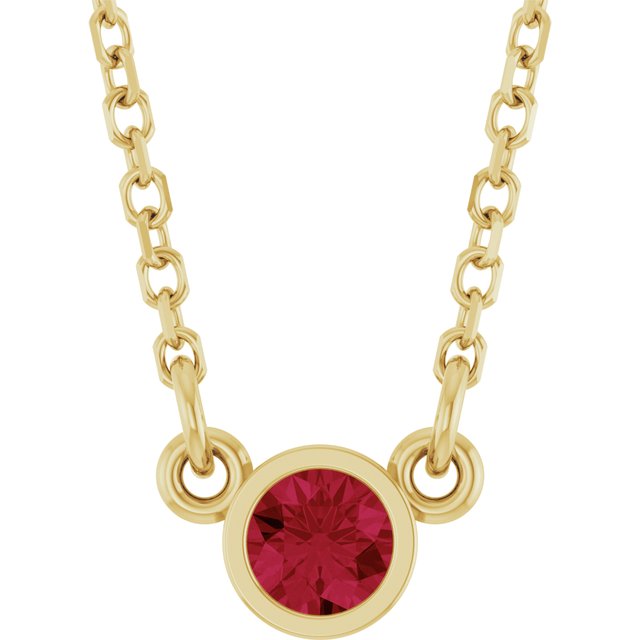 Lab-Grown Emerald Round Solitaire Necklace in 14K Gold, Sterling Silver & Platinum