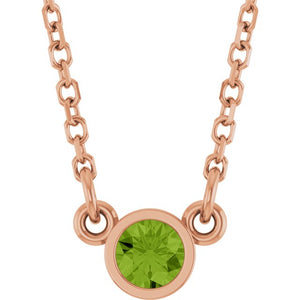 14K Gold Natural Diamond Solitaire Necklace