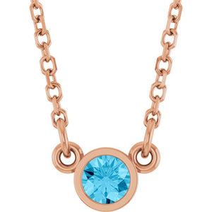 14K Gold Natural Diamond Solitaire Necklace