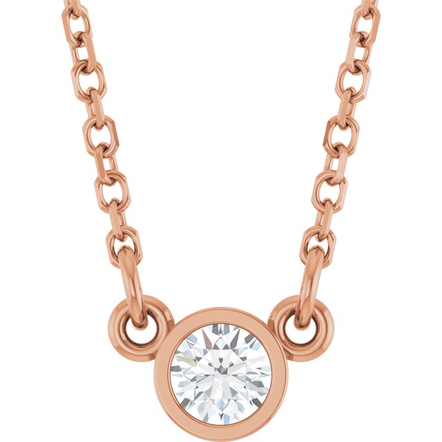 Natural Diamond Solitaire Necklace | 14K Gold & Platinum | 1/10 CTW | 18 In | Round | Polished