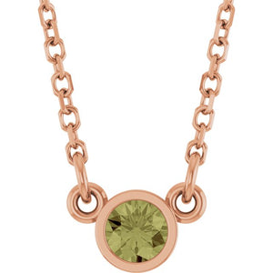 14K Gold Natural Diamond Solitaire Necklace