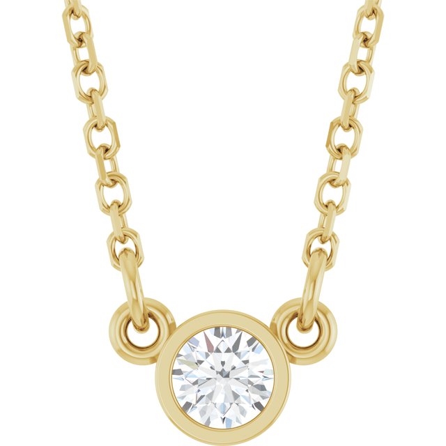 14K Yellow Gold 18" Lab-Grown Diamond 1/10 CT Solitaire Necklace