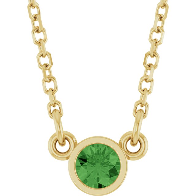 14K Gold Natural Diamond Solitaire Necklace