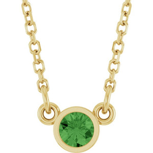 14K Gold Natural Diamond Solitaire Necklace