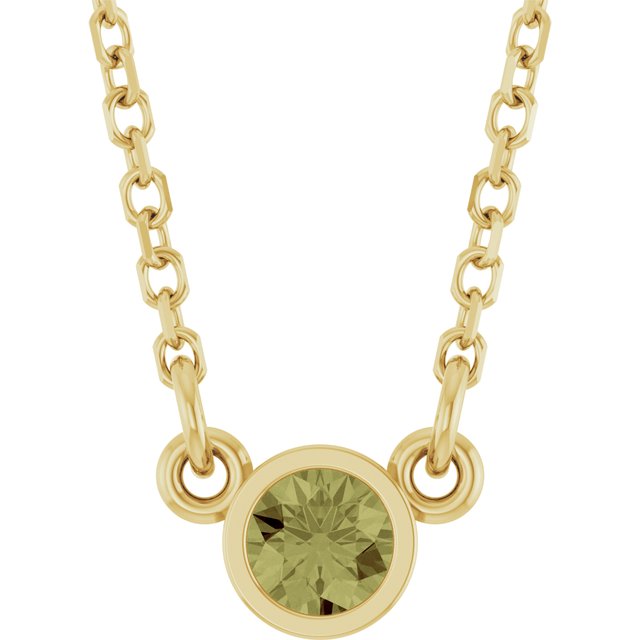 14K Gold Natural Diamond Solitaire Necklace