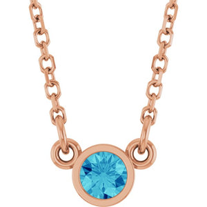 14K Gold Natural Diamond Solitaire Necklace