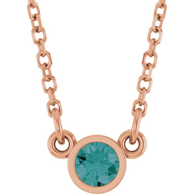 Lab-Grown Emerald Round Solitaire Necklace in 14K Gold, Sterling Silver & Platinum