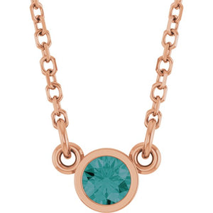 Lab-Grown Emerald Round Solitaire Necklace in 14K Gold, Sterling Silver & Platinum