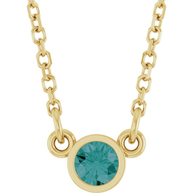 Lab-Grown Emerald Round Solitaire Necklace in 14K Gold, Sterling Silver & Platinum