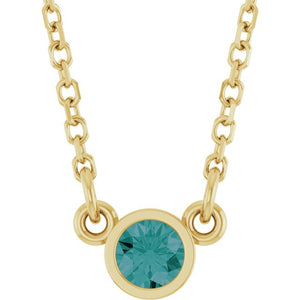 Lab-Grown Emerald Round Solitaire Necklace in 14K Gold, Sterling Silver & Platinum