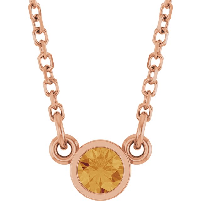 14K Gold Natural Diamond Solitaire Necklace