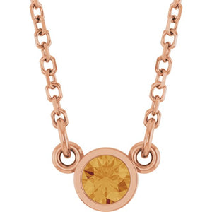 14K Gold Natural Diamond Solitaire Necklace