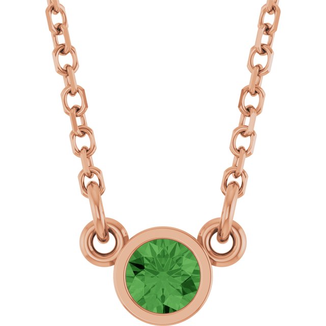 14K Gold Natural Diamond Solitaire Necklace