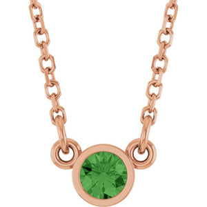 14K Gold Natural Diamond Solitaire Necklace