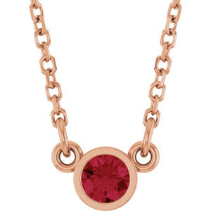 Lab-Grown Emerald Round Solitaire Necklace in 14K Gold, Sterling Silver & Platinum