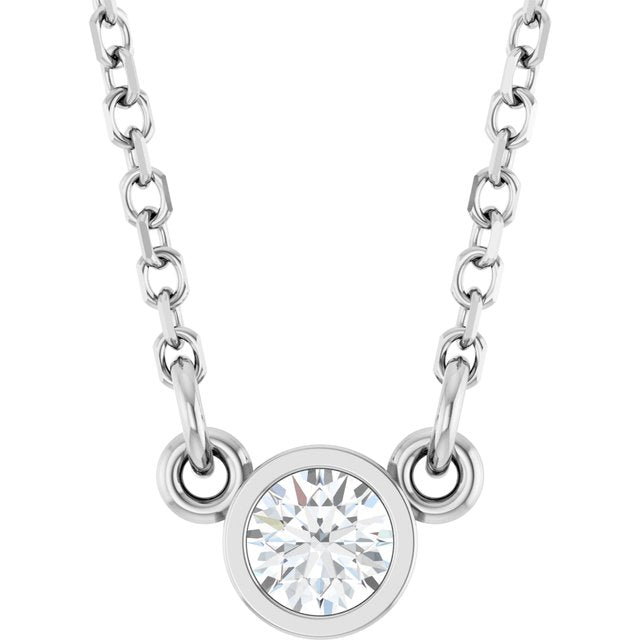 Natural Diamond Solitaire Necklace | 14K Gold & Platinum | 1/10 CTW | 18 In | Round | Polished