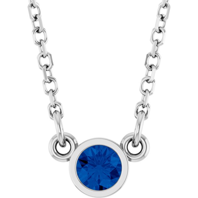Lab-Grown Emerald Round Solitaire Necklace in 14K Gold, Sterling Silver & Platinum