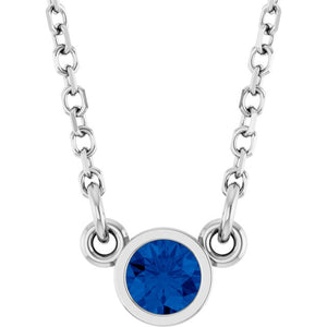 Lab-Grown Emerald Round Solitaire Necklace in 14K Gold, Sterling Silver & Platinum