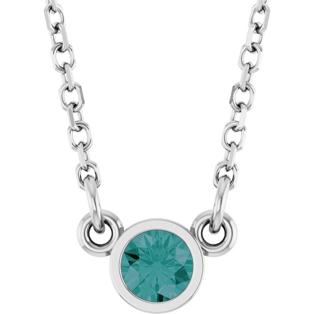 Lab-Grown Emerald Round Solitaire Necklace in 14K Gold, Sterling Silver & Platinum