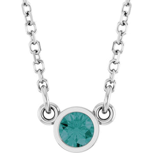 Lab-Grown Emerald Round Solitaire Necklace in 14K Gold, Sterling Silver & Platinum